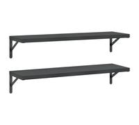 vidaXL Wall Shelves Floating Shelf Storage Shelf 2 pcs Black Stainless Steel