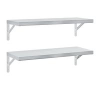 vidaXL Wall Shelves Floating Shelf Storage Shelf 2 pcs Silver Stainless Steel