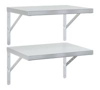 vidaXL Wall Shelves Floating Shelf Storage Shelf 2 pcs Silver Stainless Steel
