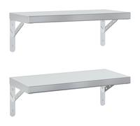 vidaXL Wall Shelves Floating Shelf Storage Shelf 2 pcs Silver Stainless Steel