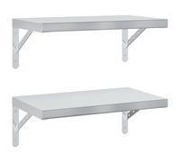 vidaXL Wall Shelves Floating Shelf Storage Shelf 2 pcs Silver Stainless Steel