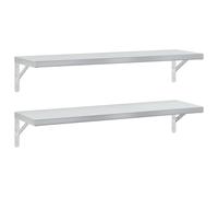 vidaXL Wall Shelves Floating Shelf Storage Shelf 2 pcs Silver Stainless Steel