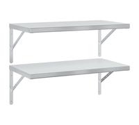 vidaXL Wall Shelves Floating Shelf Storage Shelf 2 pcs Silver Stainless Steel