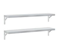 vidaXL Wall Shelves Floating Shelf Storage Shelf 2 pcs Silver Stainless Steel