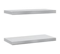 vidaXL Wall Shelves Floating Shelf Storage Shelf 2 pcs Silver Stainless Steel