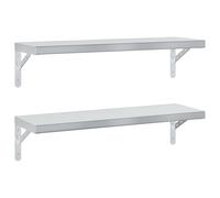 vidaXL Wall Shelves Floating Shelf Storage Shelf 2 pcs Silver Stainless Steel
