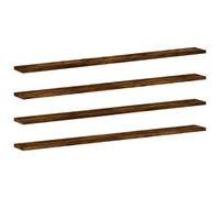 vidaXL Wall Shelves 4 pcs, Floating Shelf for Display Books CDs, Wall Mounted Shelf for Living Room, Wall Rack, Smoked Oak Engineered Wood