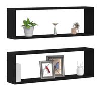 vidaXL Wall Shelves 2 pcs Black Oak 80 x 15 x 26 cm Engineered Wood