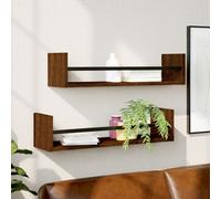 Vidaxl Wall Shelves With Bars 2 Pcs Brown Oak 60X16X14 Cm