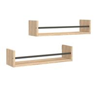 Vidaxl Wall Shelves With Bars 2 Pcs Sonoma Oak 60X16X14 Cm