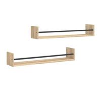 Vidaxl Wall Shelves With Bars 2 Pcs Sonoma Oak 80X16X14 Cm