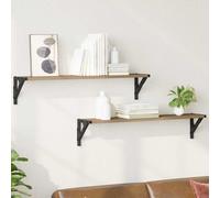 vidaXL Wall Shelves with Shelf 2 pcs Artisan Oak 80 x 15 x 15.5 cm