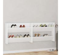 Vidaxl Wall Shoe Cabinet 2 Pcs White 80X18X60 Cm Engineered Wood
