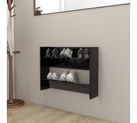 Vidaxl Wall Shoe Cabinet Black 80X18X60 Cm Engineered Wood