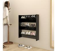 vidaXL Wall Shoe Cabinet Black Chipboard Shoe Storage Organiser Rack Shelf