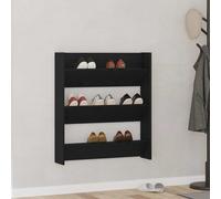 Wall Shoe Cabinet Engineered Wood Black Oak 80x18x90 cm Wall-Mounted (2pcs)Shelf