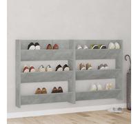 vidaXL Wall Shoe Cabinet Modern Household Supplies Wardrobe Storage Wall-Mounted Shoe Organiser Rack Shelf Cabinet Unit Concrete Grey Engineered Wood