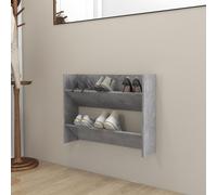 vidaXL Wall Shoe Cabinet Concrete Grey Engineered Wood Hanging Organiser Shelf