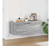 vidaXL Modern Wall-Mounted Shoe Cabinet in Grey Sonoma | Compact Space-Saving Design | Engineered Wood Construction | Wide Storage With Drop-Down Door