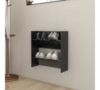vidaXL Wall Shoe Cabinet High Gloss Black Chipboard Shoe Rack Shelf Cabinet