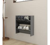 vidaXL Wall Shoe Cabinet High Gloss Grey 60x18x60 cm Engineered Wood