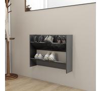 vidaXL Wall Shoe Cabinet High Gloss Grey 80x18x60 cm Engineered Wood
