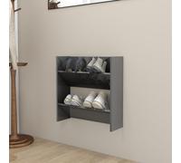 Vidaxl Wall Shoe Cabinet High Gloss Grey 60X18X60 Cm Engineered Wood