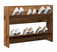 vidaXL Wall Shoe Cabinet, Shoe Rack Storage Organiser for Hallway Entryway, Shoe Cupboard with 2 Shelves, Modern Style, Old Wood Engineered Wood