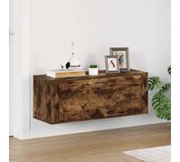 vidaXL Wall Shoe Cabinet Smoked Oak 100x35x38 cm Engineered Wood UK NEW
