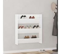 vidaXL Wall Shoe Cabinet White Chipboard Shoe Storage Organiser Rack Shelf