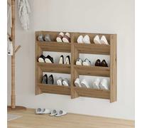 Wall Shoe Cabinet Artisan Oak Engineered Wood 2-Shelves Matte 19.25kg Hallway UK