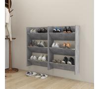 vidaXL 2x Wall Shoe Cabinets Concrete Grey Engineered Wood Hanging Organiser