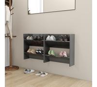vidaXL Wall Shoe Cabinets 2 pcs High Gloss Grey 60x18x60 cm Engineered Wood