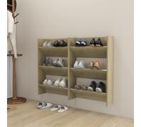 vidaXL Wall Shoe Cabinets 2 pcs Sonoma Oak 60x18x90 cm Engineered Wood