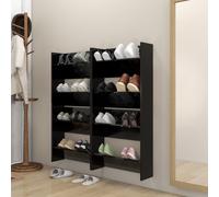vidaXL Wall Shoe Cabinets 4 pcs Black 60x18x60 cm Engineered Wood UK HOT