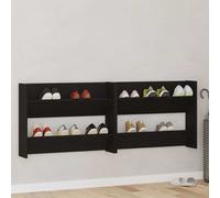 vidaXL Wall Shoe Cabinets with Shelf Other Black oak Engineered wood