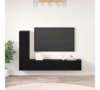 vidaXL Wall TV Cabinet Wall-mounted 2 pcs Black Oak Engineered Wood