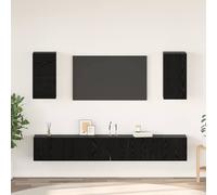 vidaXL Wall TV Cabinet Wall-mounted 3 pcs Black Oak Engineered Wood