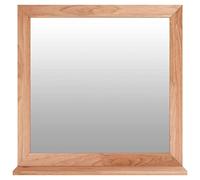 vidaXL Walnut Solid Wood Wall-Mounted Square Mirror - 55x55 cm - Minimalist Design for Versatile Interior Decor