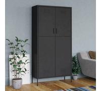 vidaXL Wardrobe Anthracite Steel Home Bedroom Hanger Clothing Storage Cabinet