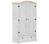 vidaXL Wardrobe Armoire Closet Clothes Storage Organiser White Solid Wood Pine