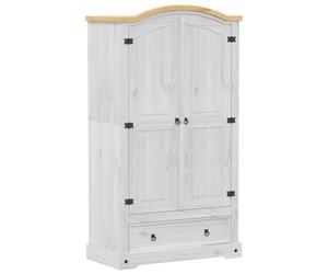 vidaXL Wardrobe Armoire Closet Clothes Storage Organiser White Solid Wood Pine