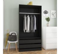 vidaXL Wardrobe Black 100X50X200 Cm Engineered Wood, Black