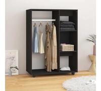 vidaXL Wardrobe Black Chipboard Storage Cabinet Hanger Clothes Organiser Set