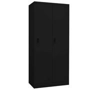 vidaXL Wardrobe Black Steel Bedroom Clothing Side Cabinet Hanger Organiser