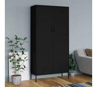 vidaXL Wardrobe Black Steel Bedroom Hanger Organiser Clothing Storage Cabinet