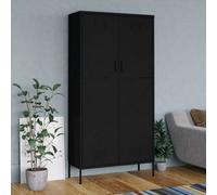 vidaXL Wardrobe Black Steel Bedroom Hanger Organiser Clothing Storage Cabinet