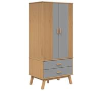 vidaXL Wardrobe Closet Clothes Storage Cabinet Grey and Brown Solid Wood Pine