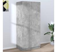 vidaXL Wardrobe Concrete Grey Engineered Wood Clothing Shelf Hanger Organiser