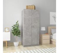 vidaXL Wardrobe Concrete Grey Engineered Wood Clothing Shelf Hanger Organiser
